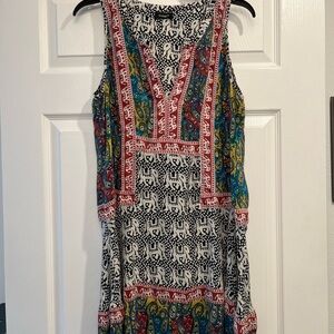 Tolani Multicolor Elephant Sleeveless Dress.